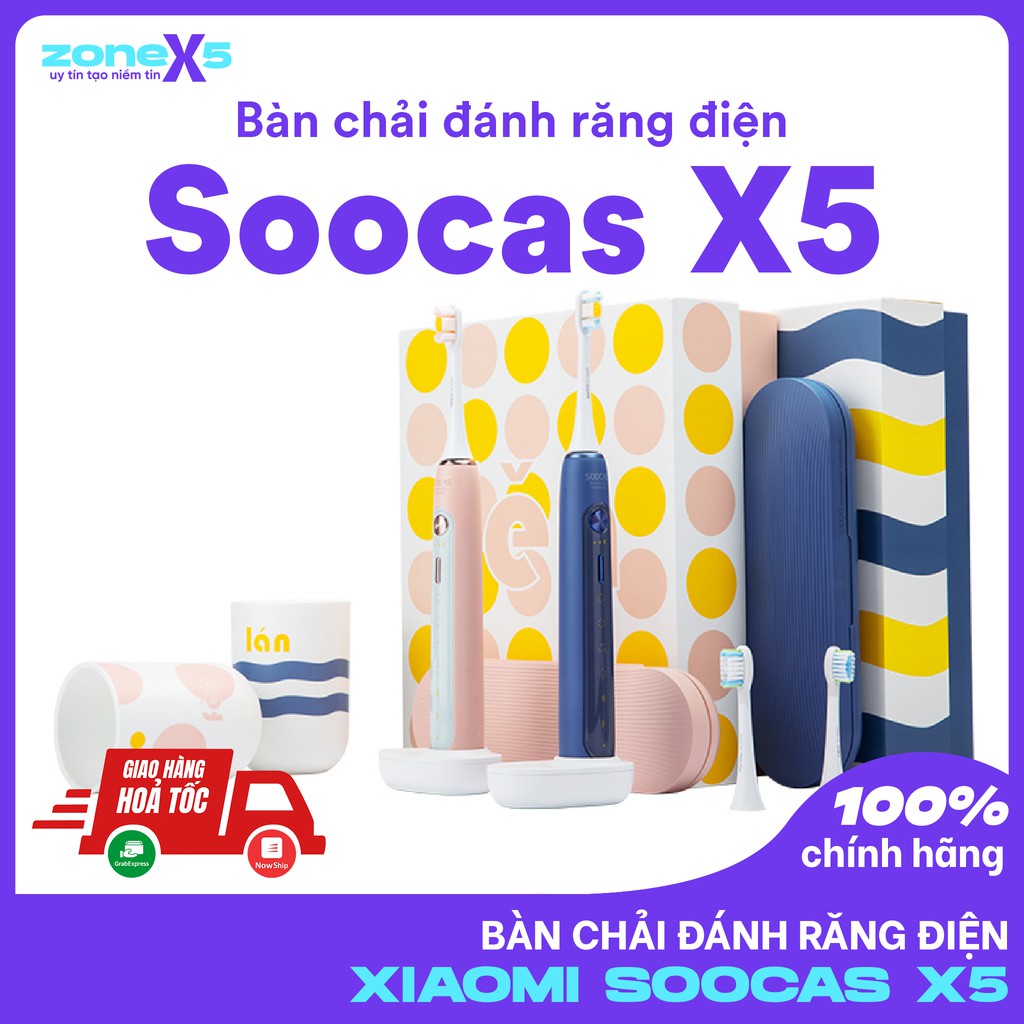 Bài Chải Đánh Răng Điện Xiaomi Mijia Soocas X5 - Động cơ rung Sonic, pin 30 ngày, thiết kế Pop Art