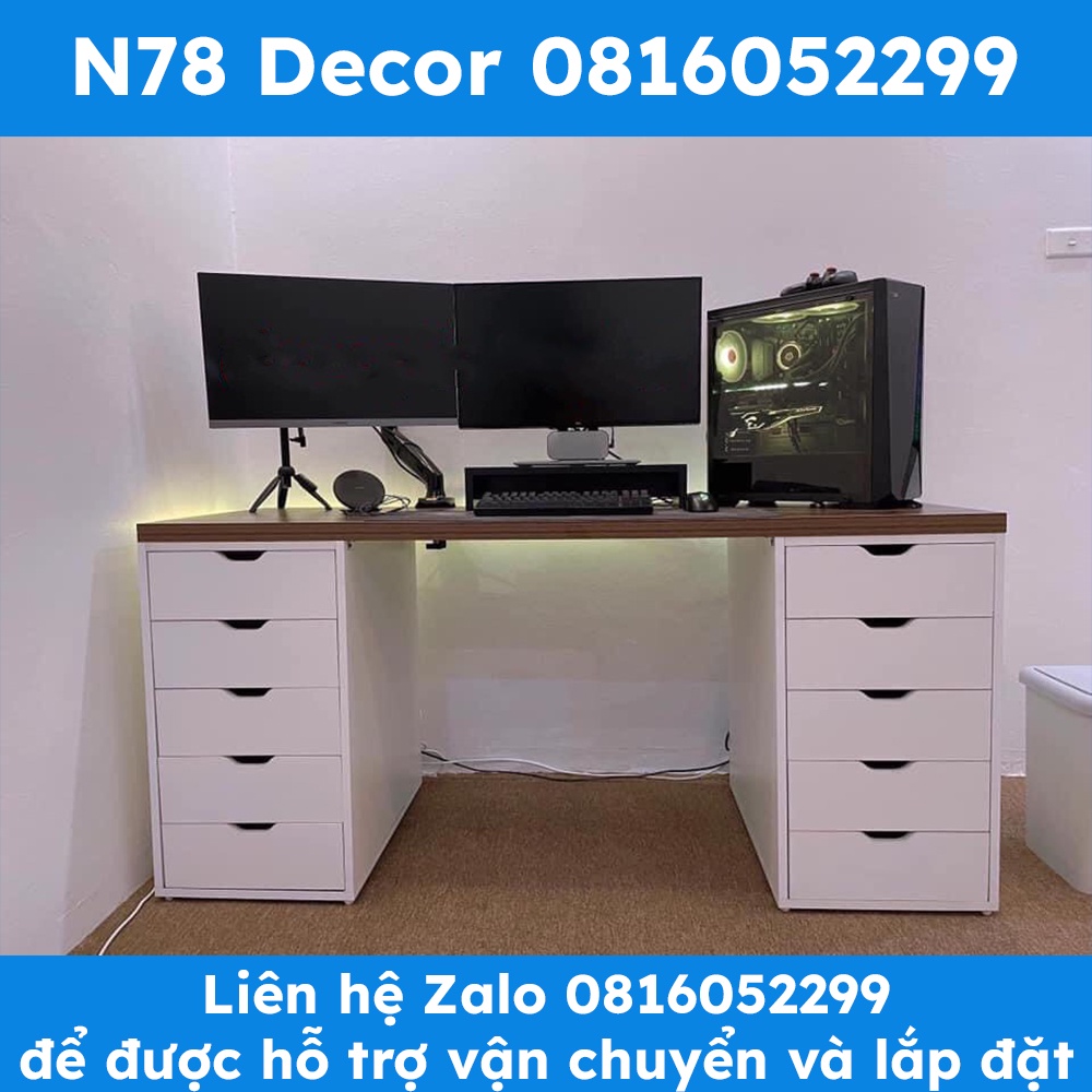 Bàn Gaming IKEA, Bàn Làm Việc Có 2 Hộc Tủ dài 1m4, 1m6, 1m8, 2m (Inbox shop để giảm giá vận chuyển & mua bàn cỡ lớn