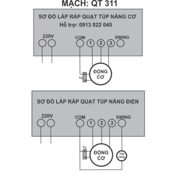 Bộ Điều Khiển Quạt Từ Xa QT-311 (Chế Quạt Thường Thành Từ Xa)