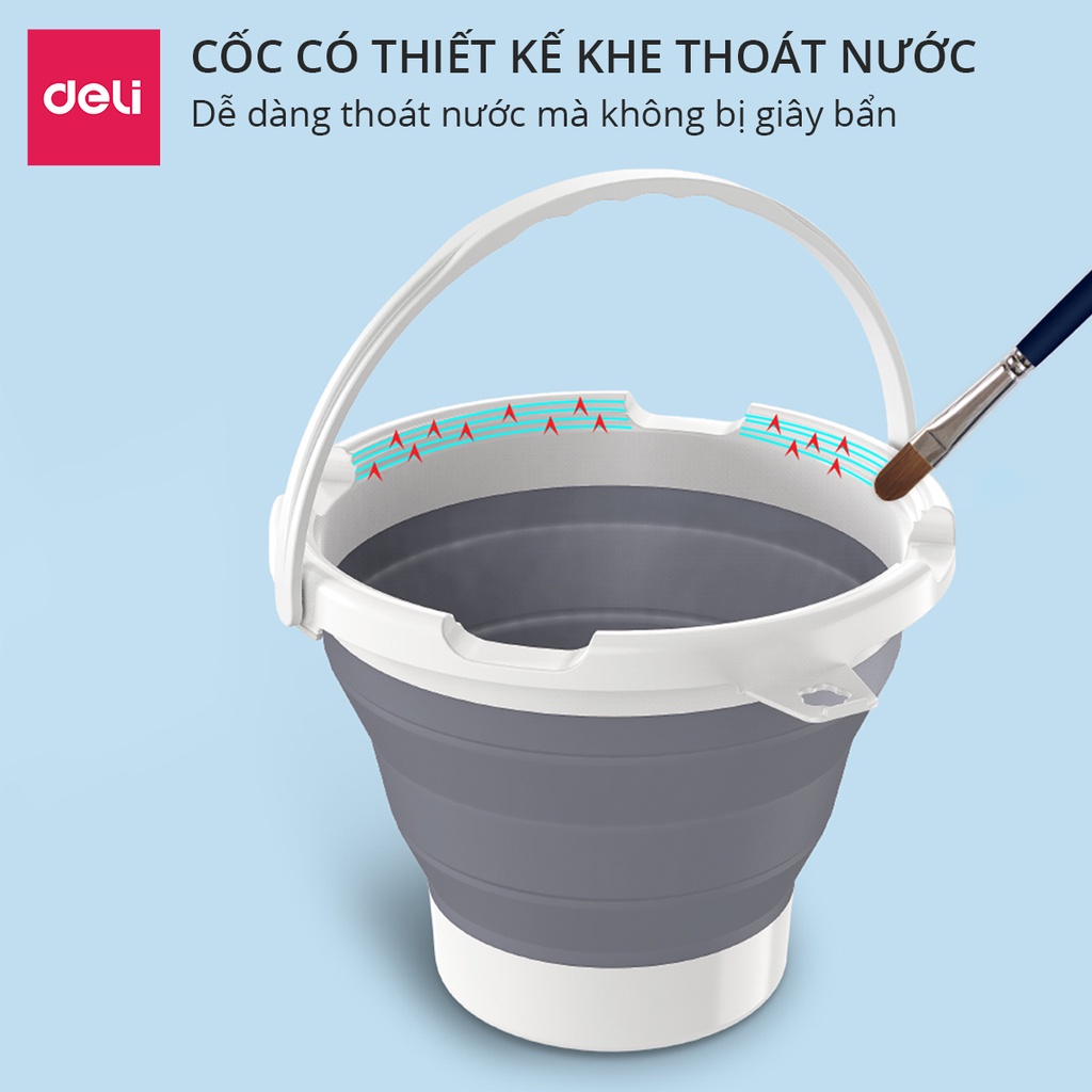 [Mã LIFEDL44 giảm 50K đơn 99K] Cốc rửa cọ Deli - pha màu đa năng có thể gấp gọn - 73901