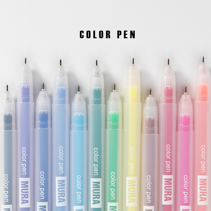Set 12 Bút gel MURA ngòi 0.5mm nhiều màu tùy chọn cho học sinh sinh viên -A43
