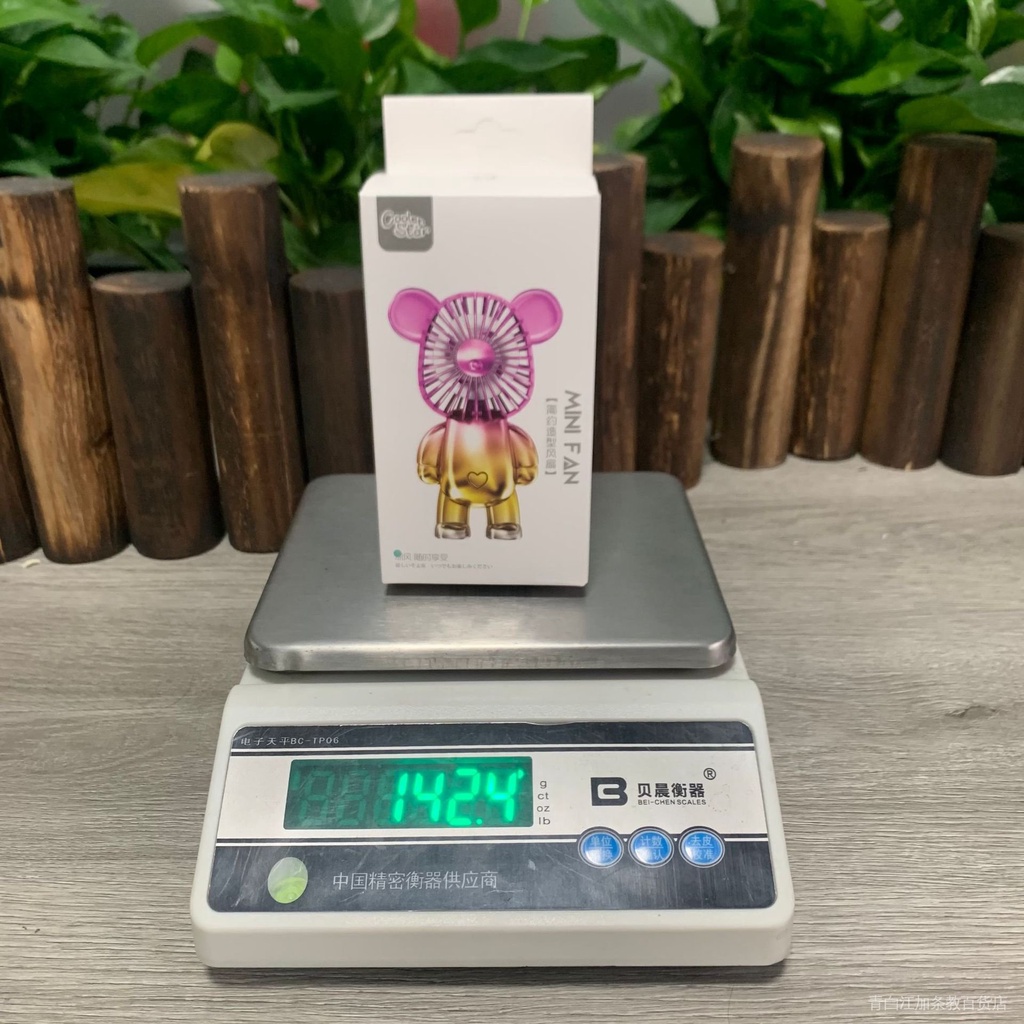 Quạt mini sạc USB mạ điện để bàn hình gấu ba tốc độ điều chỉnh nhiều màu sắc tùy chọn