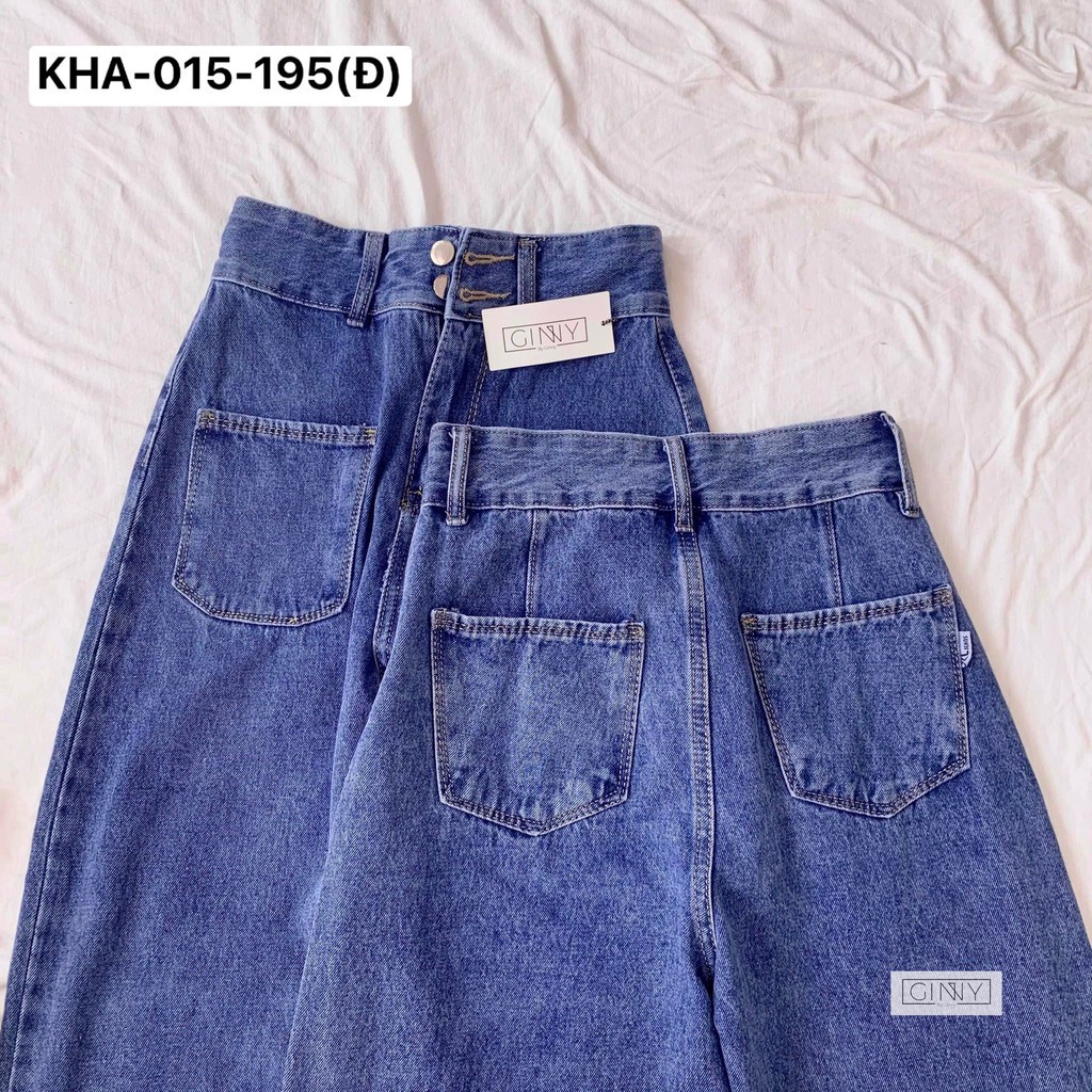 Quần Baggy Nữ Jean Hack Dáng KHA-015 | Quần Baggy Jean Cạp Cao | Vải Jean Wash Xịn | Hàng Đẹp