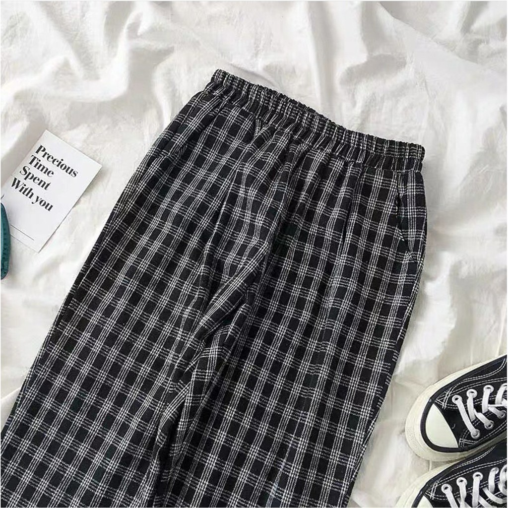QUẦN CARO VINTAGE SỌC NHỎ DÁNG SUÔNG UNISEX