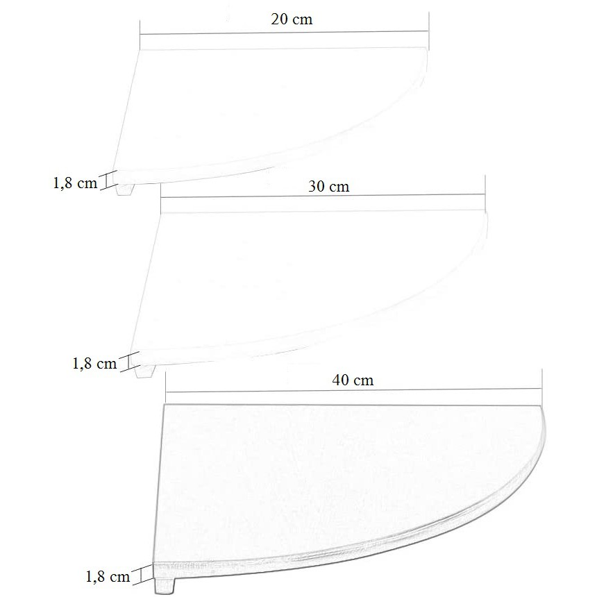 Kệ Góc 100% Gỗ Tự Nhiên Gắn Tường Bằng Vít Nở Nguyên bộ 3 Tấm Màu Gỗ Tự Nhiên