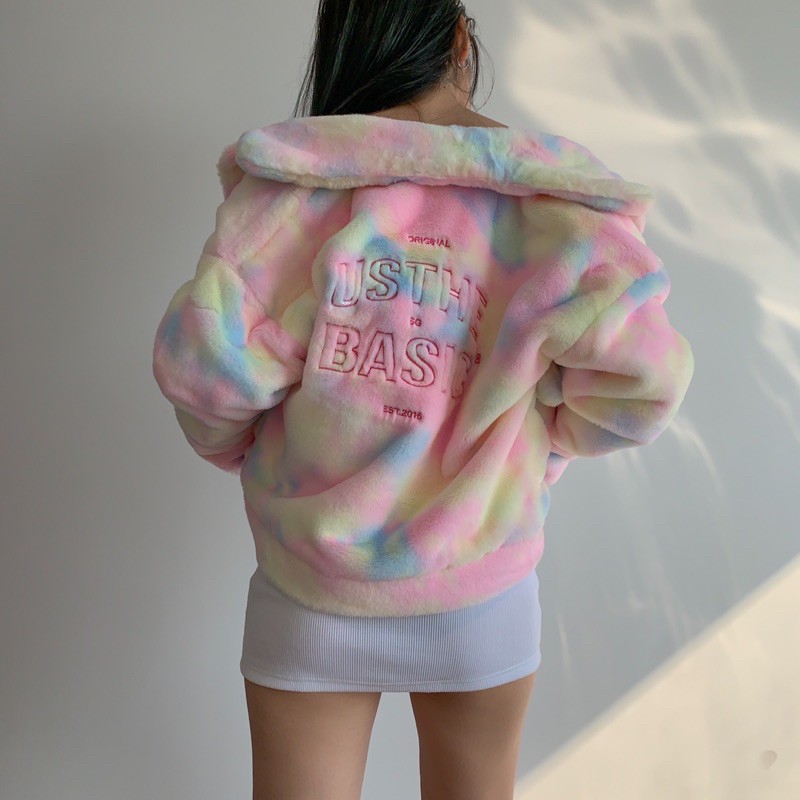 Usthebasic - Áo khoác lông Tie Dye Embroidered Logo Jacket | BigBuy360 - bigbuy360.vn