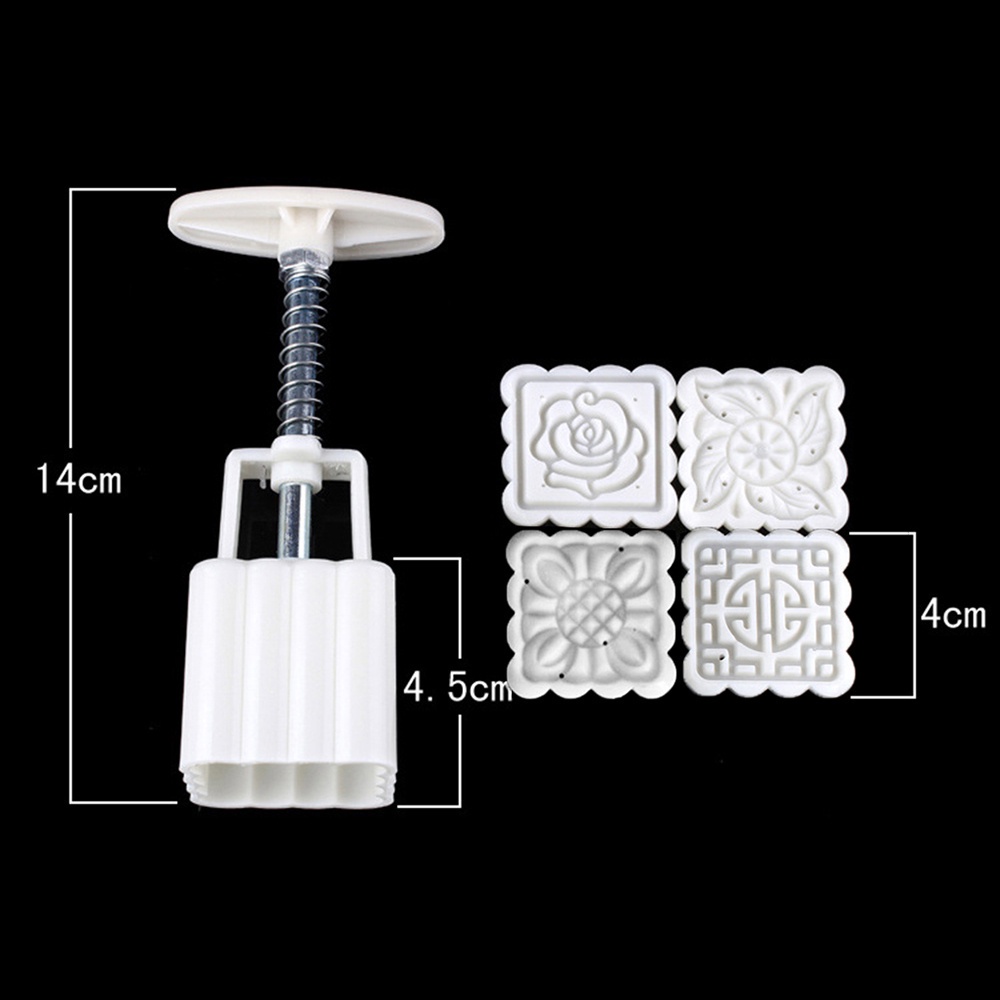 1 Bộ Khuôn Nhựa Cấp Thực Phẩm Làm Bánh Trung Thu Dạng Nhấn Hình Vuông Đa Năng Cho Tiệc Sinh Nhật Trung Thu