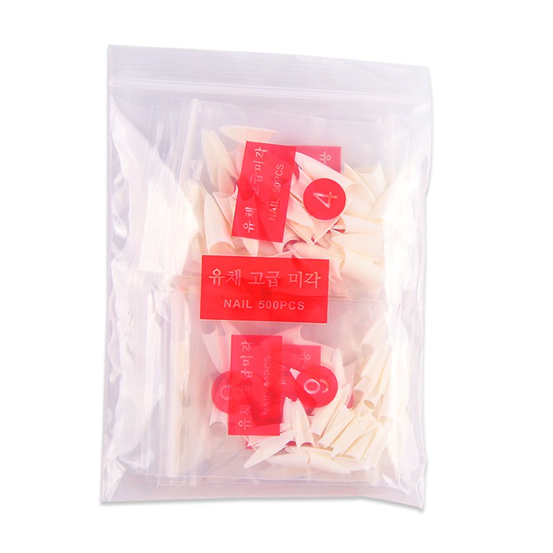 100 tấm móng tay giả Hình dạng sắc nét màu trắng, móng giả sơn gel, móng tay giả, móng giả kèm keo siêu rẻ