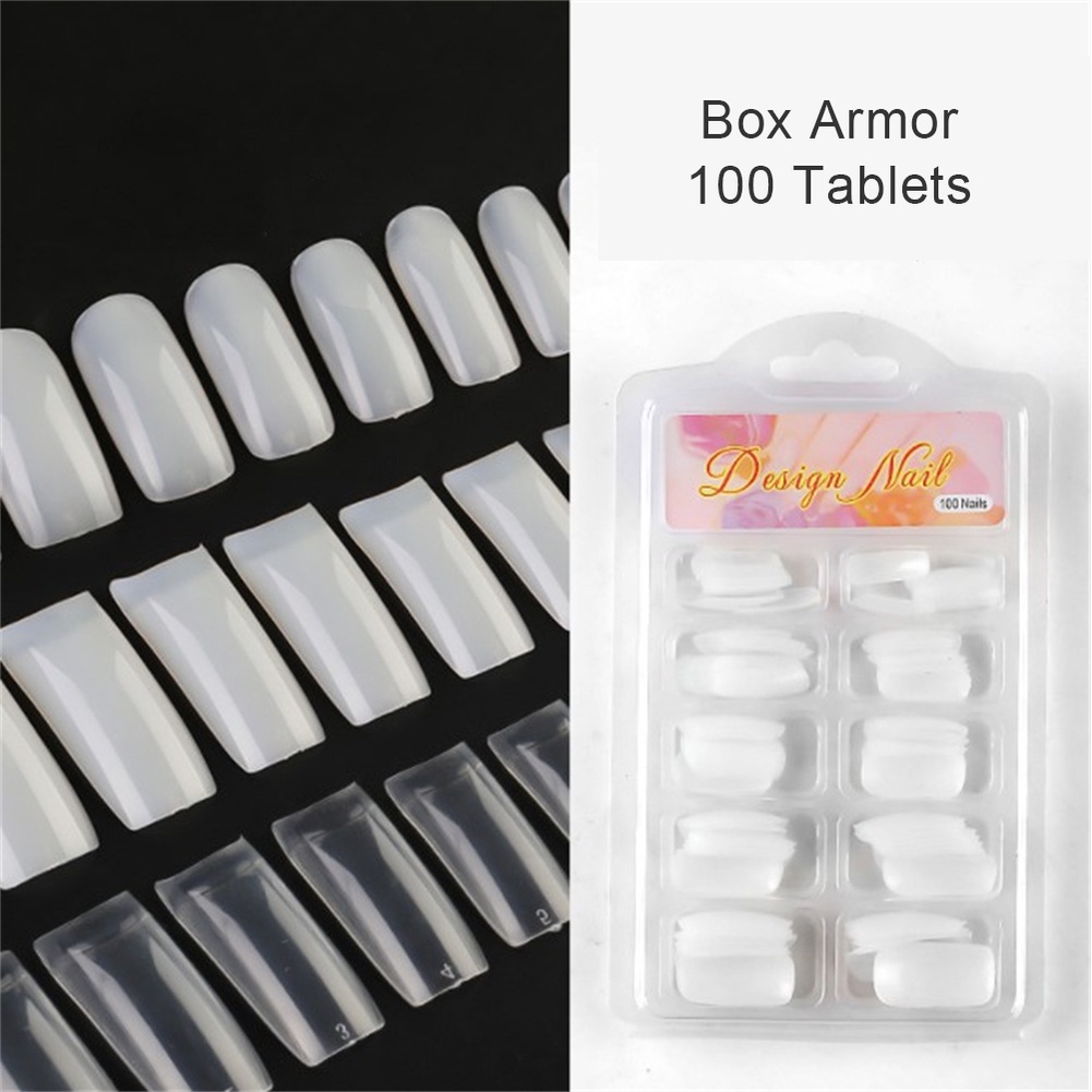 Chứng Khoán sẵn sàng 100 cái/hộp của móng tay giả trong suốt tự nhiên móng tay đầy đủ dán nửa dán Pháp Nail COD