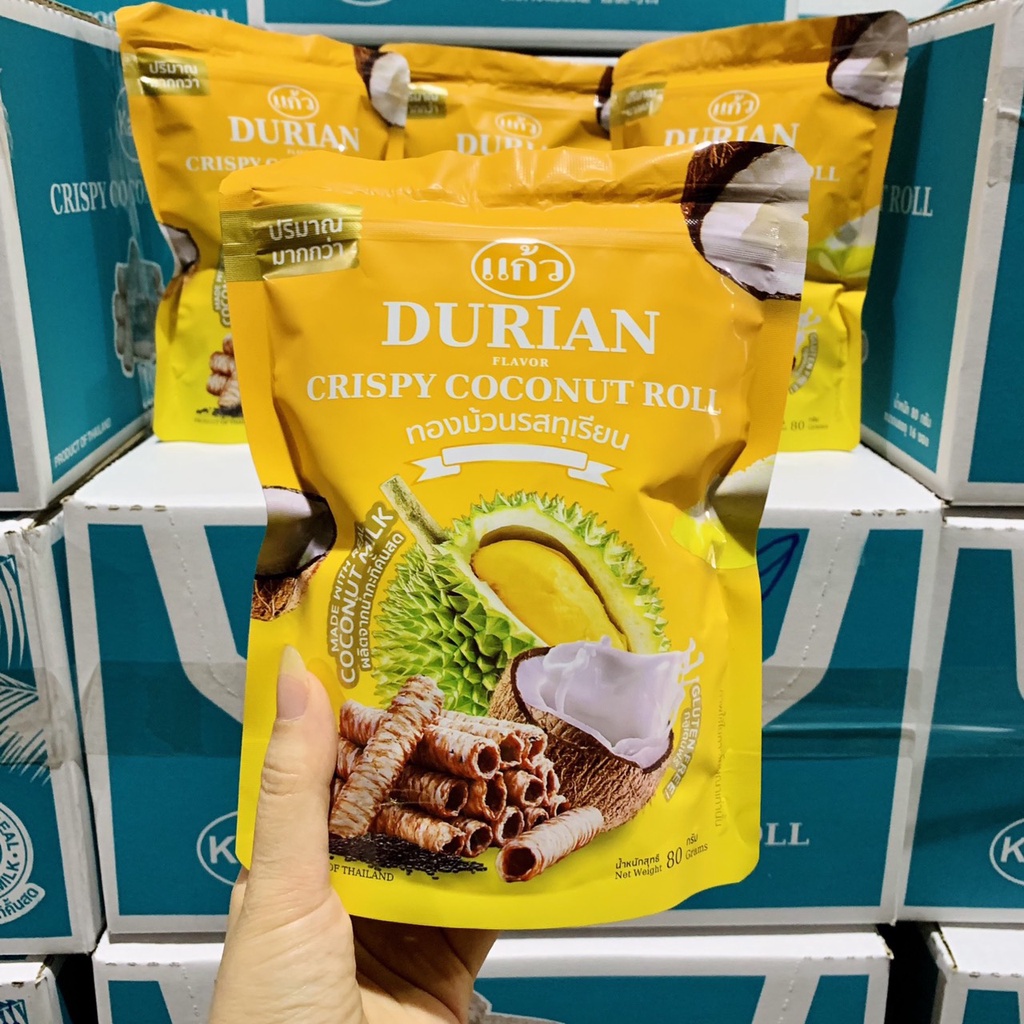 Bánh Cuộn Dừa Nhập Khẩu Thái Lan Vị Sầu Riêng Túi Zip