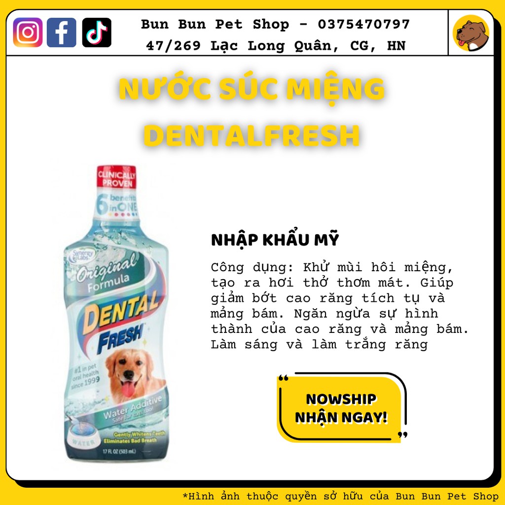 Dung dịch uống chăm sóc răng miệng cho chó DENTAL FRESH