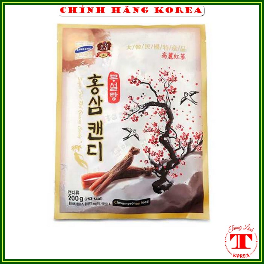 Kẹo sâm không đường hàn quốc, gói 200gr - Kẹo sâm cành đào chính hãng Korea, tranglinh