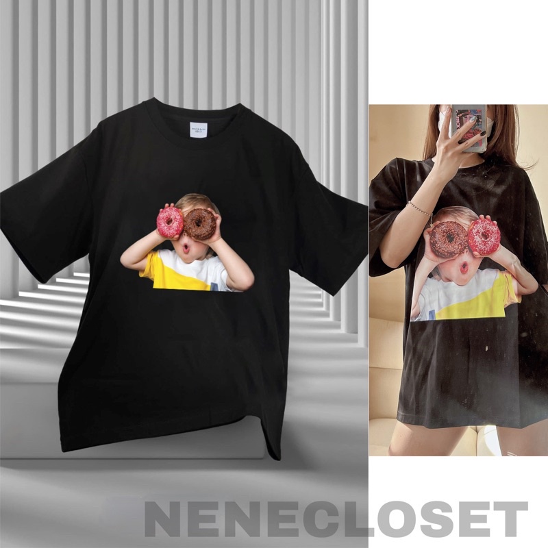 Áo ADLV cotton thun cao cấp [MẪU 4-5] bé cầm donut hồng vàng
