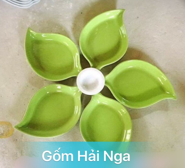 Set đĩa lá trầu sắc mầu