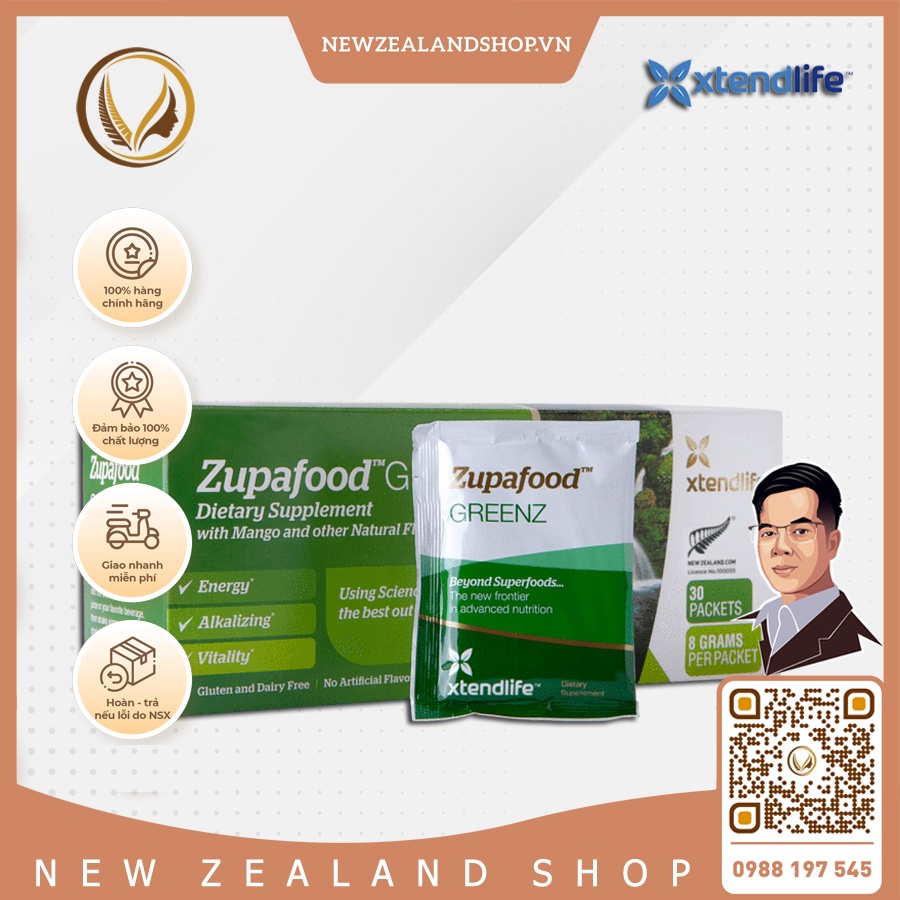 Siêu thực phẩm tăng cường sức khỏe kiềm hoá xanh Xtend-Life Zupafood Greenz