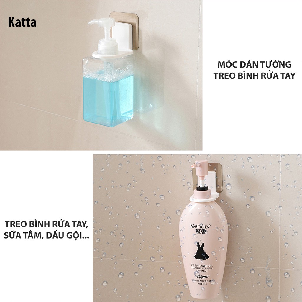 Móc dán tường treo bình rửa tay, sữa tắm, dầu gội có vòi xịt siêu dính - Katta - PK150