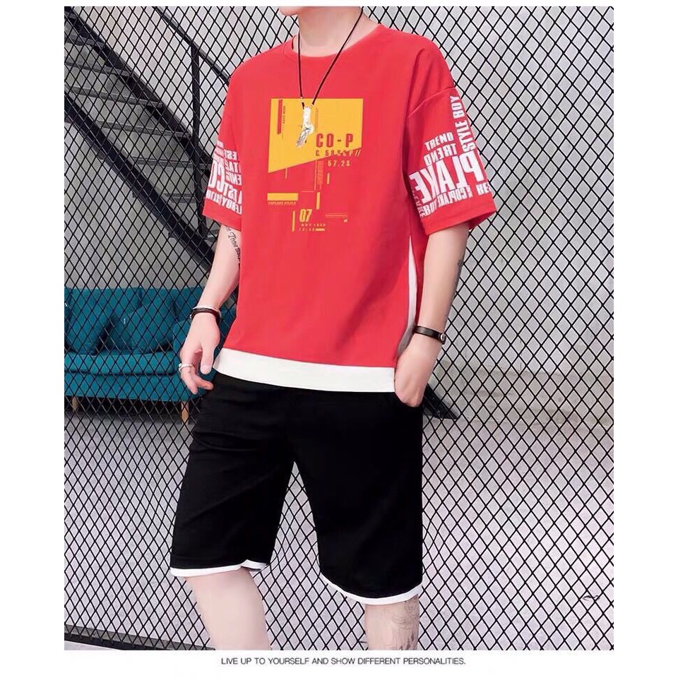 Bộ nam hè in hình cop Chất  cotton co dãn bốn chiều