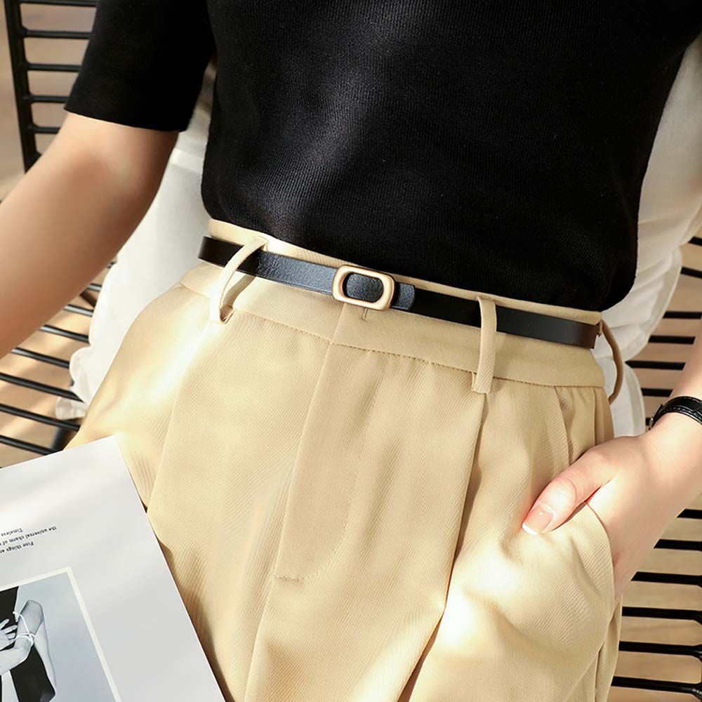 Thắt lưng da bò phối mặt hợp kim thời trang cao cấp dành cho nữ