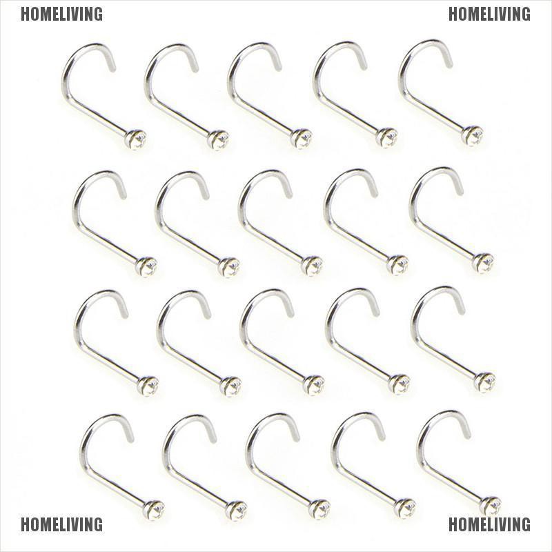 Set 20 Khuyên Mũi Bằng Thép Không Gỉ Đính Đá Cá Tính