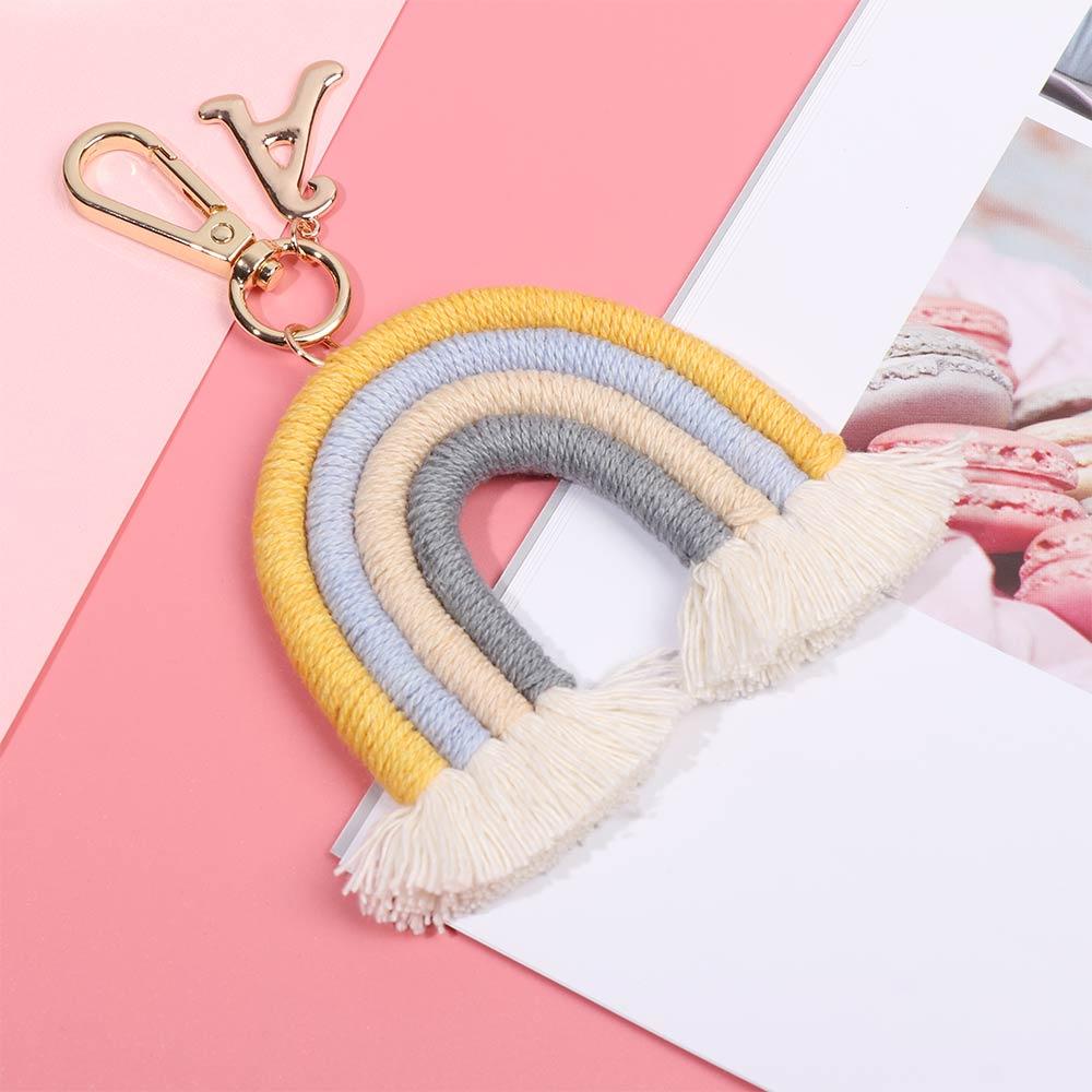 ROWANS Rainbow Keychains DIY Clips Bag Hook Weaving