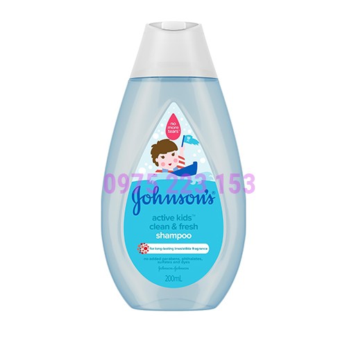 Dầu gội cho bé trai Johnsons Baby Active Fresh 200ml Mẫu mới