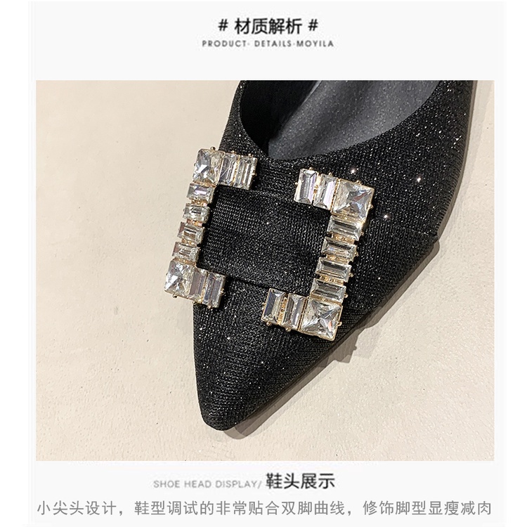 Pointed Flat Shoes Female Wild 2021 New Shoes Spring Rhinestone Shallow Mouth Peas Shoes Summer Single Shoes Scoop Shoes