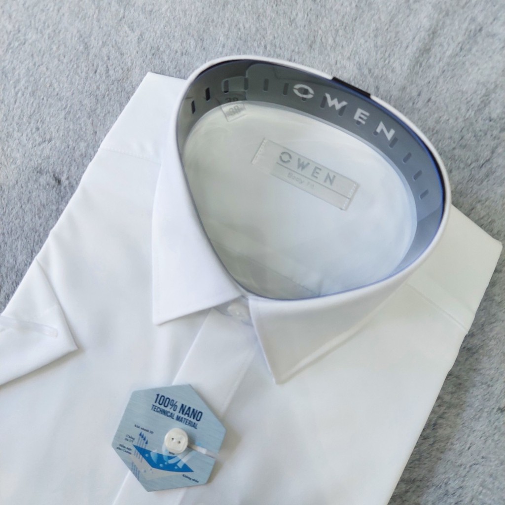 Áo Sơ Mi Nam Ngắn Tay Owen BA22111NT Somi Cộc Tay Công Sở Cao Cấp Màu Trắng Trơn Chất Nano Dáng Body Fit Tà Bằng | BigBuy360 - bigbuy360.vn