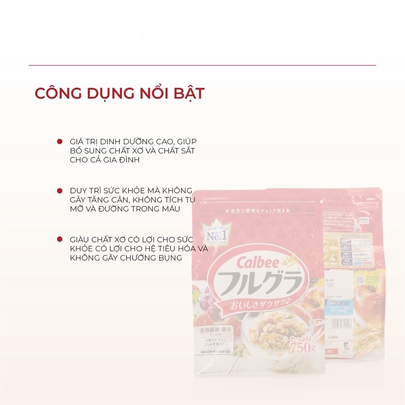 Ngũ Cốc Calbee đỏ nội địa Nhật Bản gói 750g