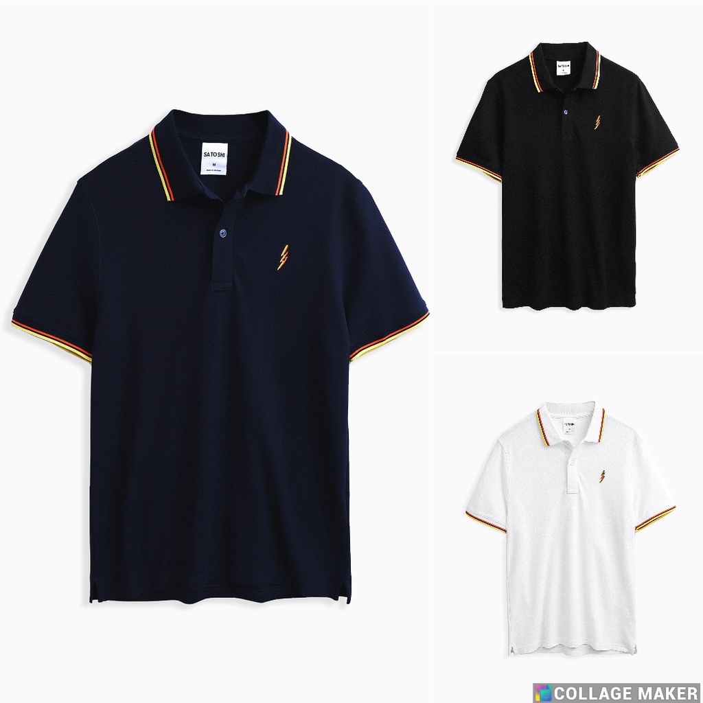 |Hẻm Store| Áo thun Polo Nam SATOSHI viền cổ cotton spandex Trắng/ Đen/ Navy SAPL52 chất liệu cotton dày dặn thoáng mát, | BigBuy360 - bigbuy360.vn