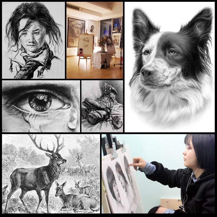 Bộ dụng cụ vẽ truyền thần+Tặng 1 bút chì Marco vẽ phác thảo,chân dung