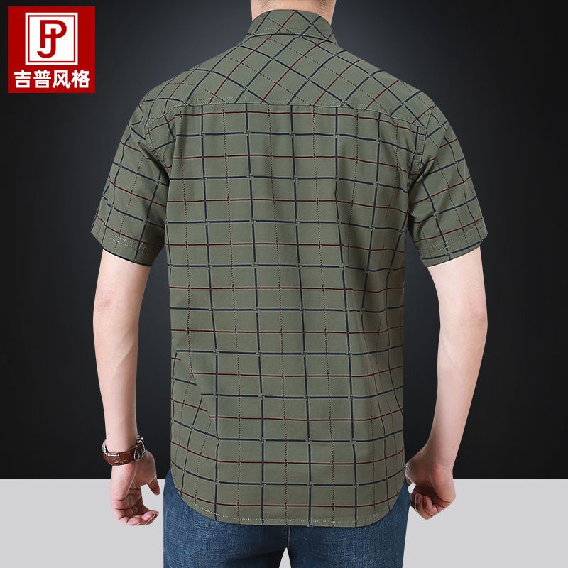 Áo Sơ Mi Ngắn Tay Họa Tiết Kẻ Ô Vuông Thời Trang Mùa Hè Hàng Mới Dành Cho Nam Trung Niên 2022