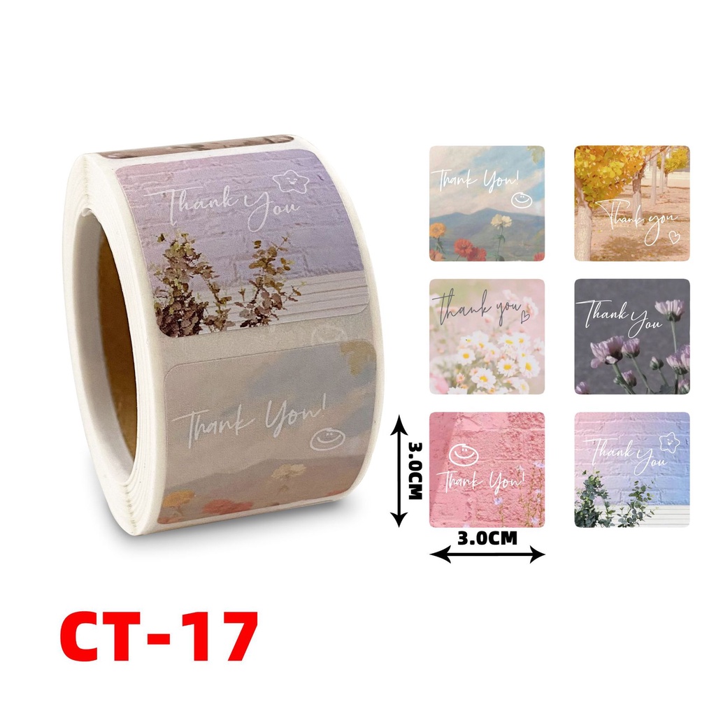Set 300 Miếng Dán Hình Vuông In Chữ Thank You Dùng Để Trang Trí Quà Cưới
