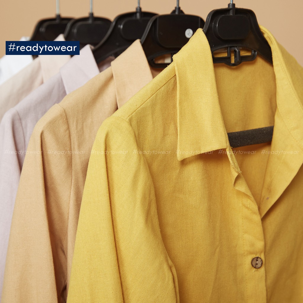 Sơ mi nữ tay dài cổ Đức, đi làm đi chơi, vải đũi - linen shirt 5 màu SM01 | BigBuy360 - bigbuy360.vn