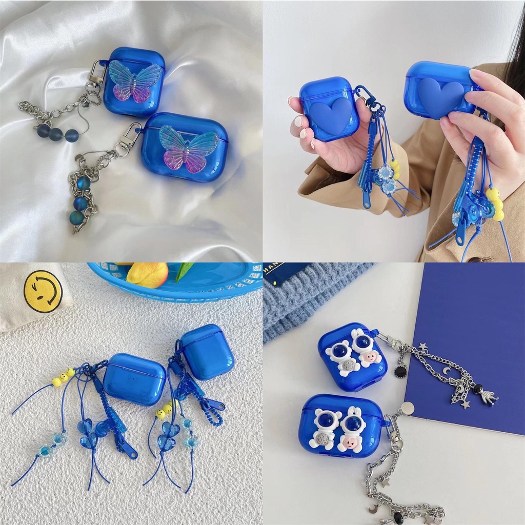 Blue Airpods 1 2 3 Pro Case Cover Wireless Bluetooth Earphone Accessories Protective Cover