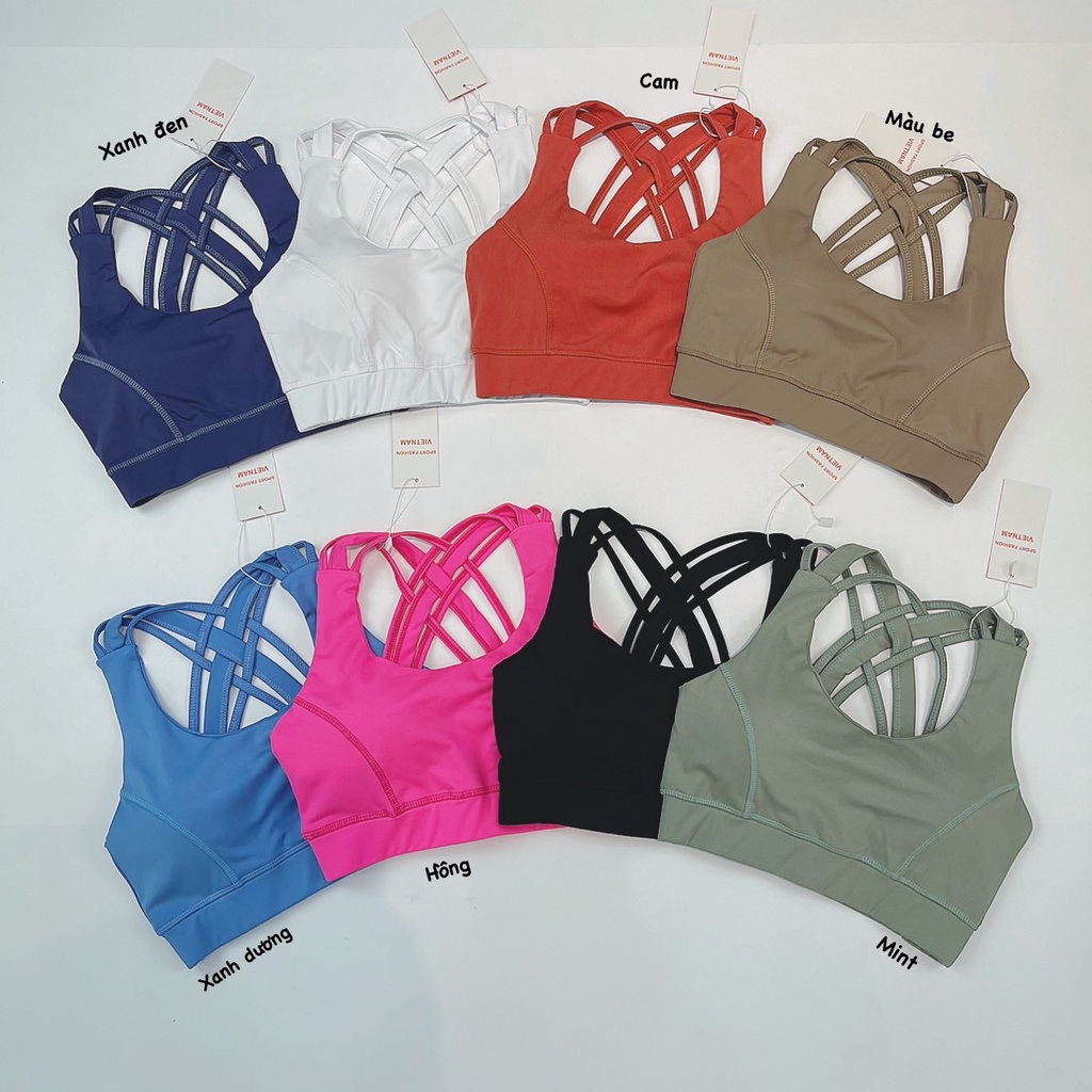 Bra phối 6 dây chất thun co giãn thấm hút mồ hôi nhiều màu sắc - Yoga An Viên