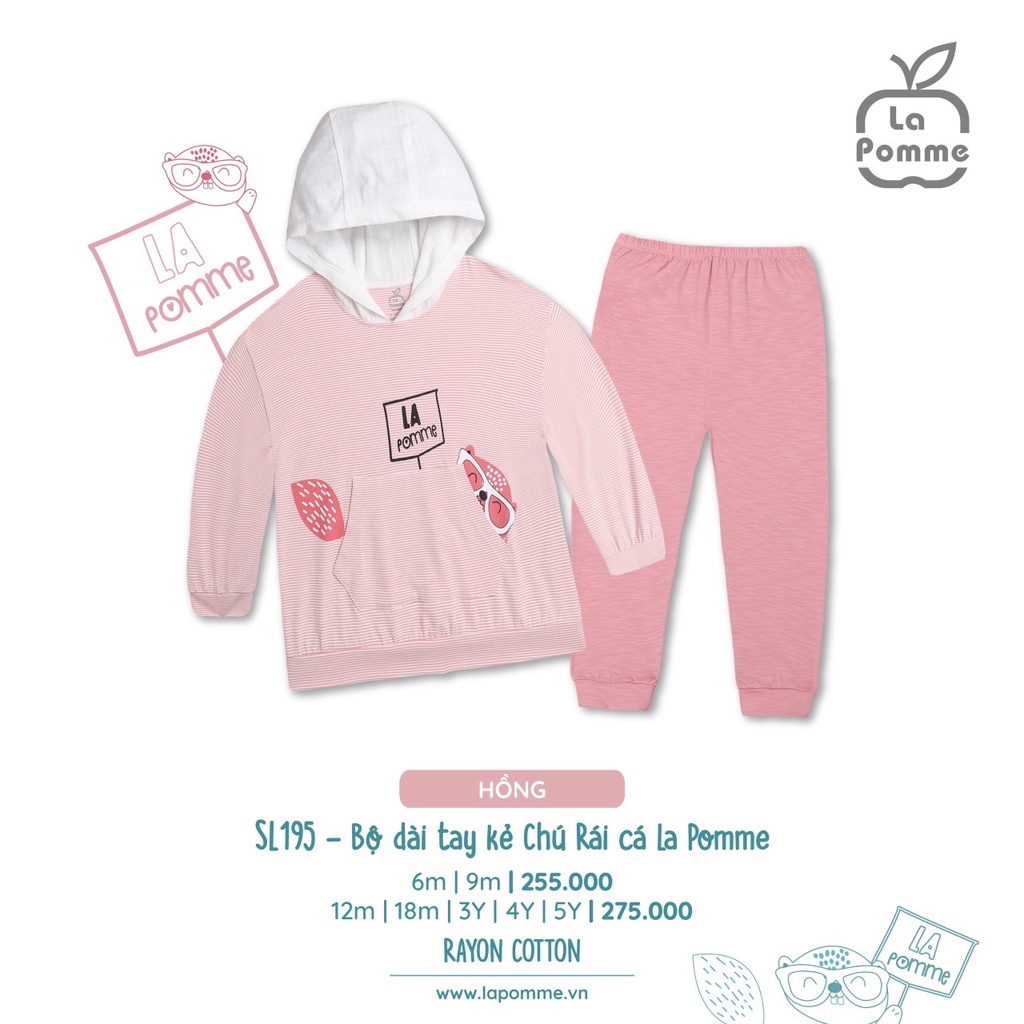La pomme Bộ quần áo dài tay bé trai bé gái SL195 Chú Rái cá La pomme