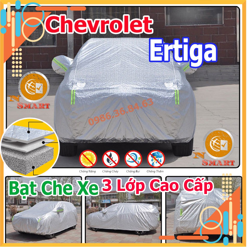 Bạt Che xe Ô Tô Chevrolet Ertiga Tráng Nhôm 3 Lớp Phản Quang Cách Nhiệt Chống Thấm Chống Bụi Hiệu Quả Na No Smart