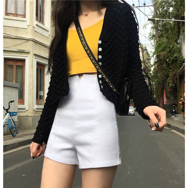 Quần short nữ ống rộng lưng cao Quần đùi sooc nữ Cạp cao mùa Hè Hàn Quốc Ulzzang Thời trang