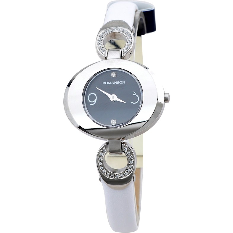 Đồng hồ Romanson Watch RN0391CLWBK nữ mặt nhỏ đính đá kính chống xước, máy Thụy Sĩ chống nước, dây da cao cấp chính hãng