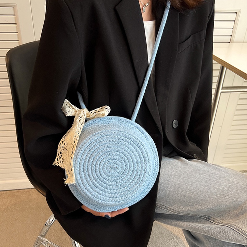 Túi cói Bằng Rơm Hình Tròn Thời Trang Dễ Phối Đồ Cho Nữ