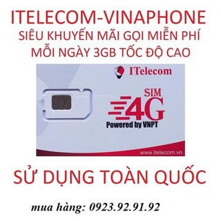 Sim Itelecom (sử dụng sóng vinaphone ) miễn phí 90GB chỉ với 77k/1 tháng