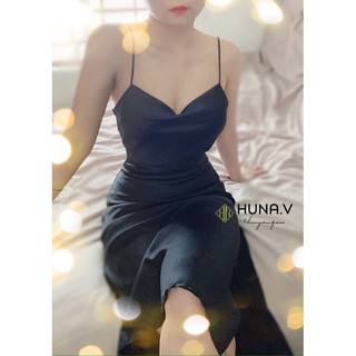 Váy Lụa Cổ Đổ Xẻ Tà - Ảnh thật tự chụp
