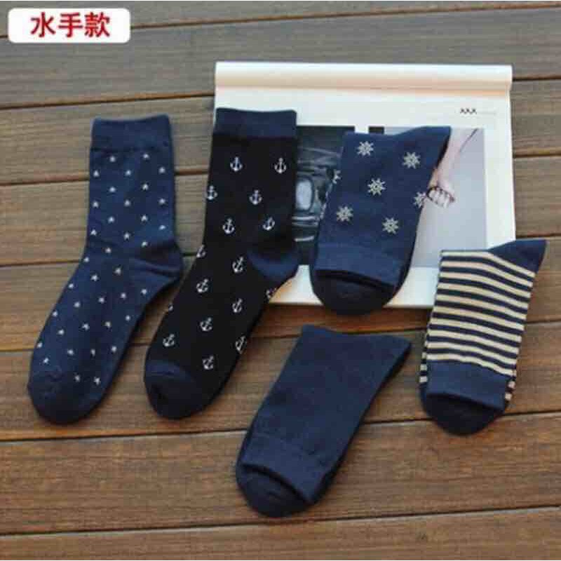 Vớ cao cổ nam xanh dương đậm, tất công sở nam navy nhiều hình NEKO