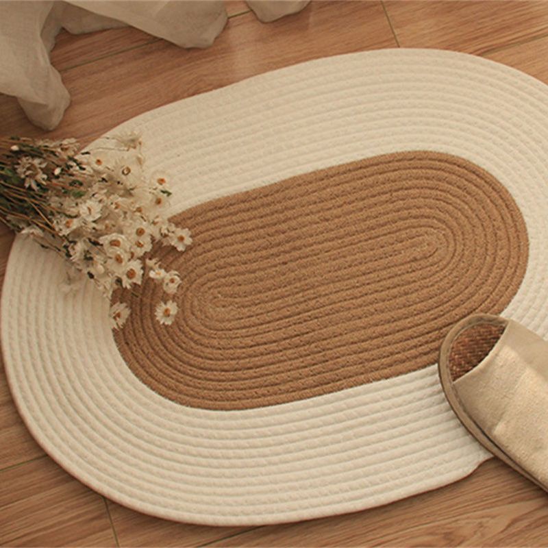 Thảm Cotton Hình Oval Phong Cách Nhật Bản Chống Bẩn Cho Phòng Khách / Phòng Ngủ