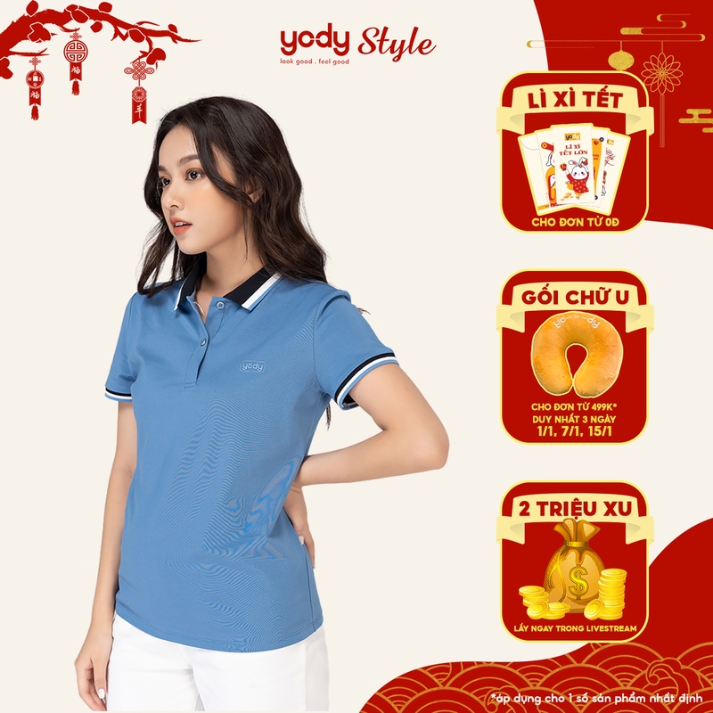 Áo Polo YODY Pique Mắt Chim Phối Kẻ Vô Cùng Cách Điệu Và Tinh Tế APN3704