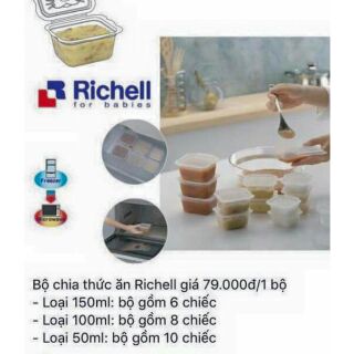 Hộp trữ đông thức ăn có nắp đậy Richell 50/100/150ml