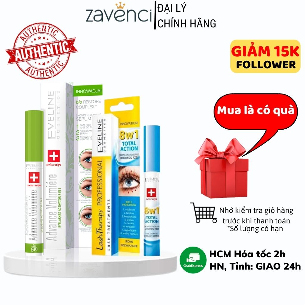 Huyết thanh dưỡng mi Eveline 8 in 1 serum dưỡng mi dài mi 10ml - ZAVENCI Official