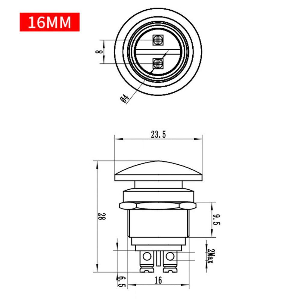 Set 2 Công Tắc Nhấn Tự Điều Chỉnh Màu Đỏ 16 / 19 / 22mm