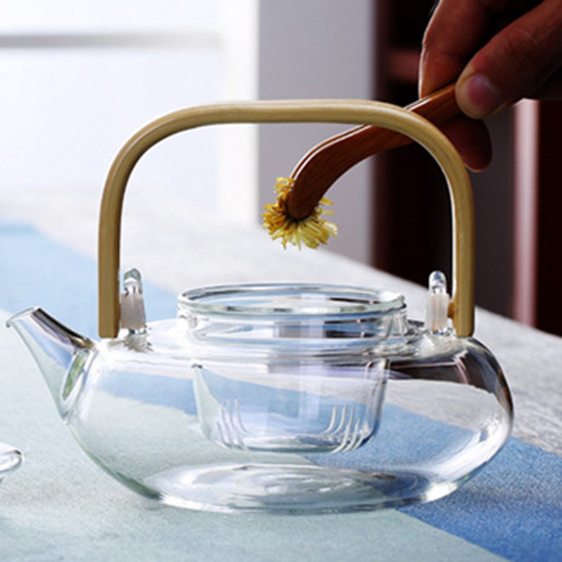 Kính Bộ Ấm Trà Thủy Tinh Dày Dặn Chịu Nhiệt 1000ml