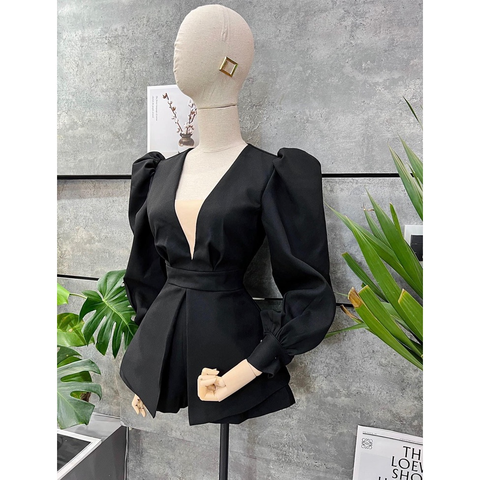 Jumsuits nữ tay phòng dán ngắn cổ V phối lưới  bigsize Kim Ngân từ 50 kg đến 100 kg M/L/XL/XXL